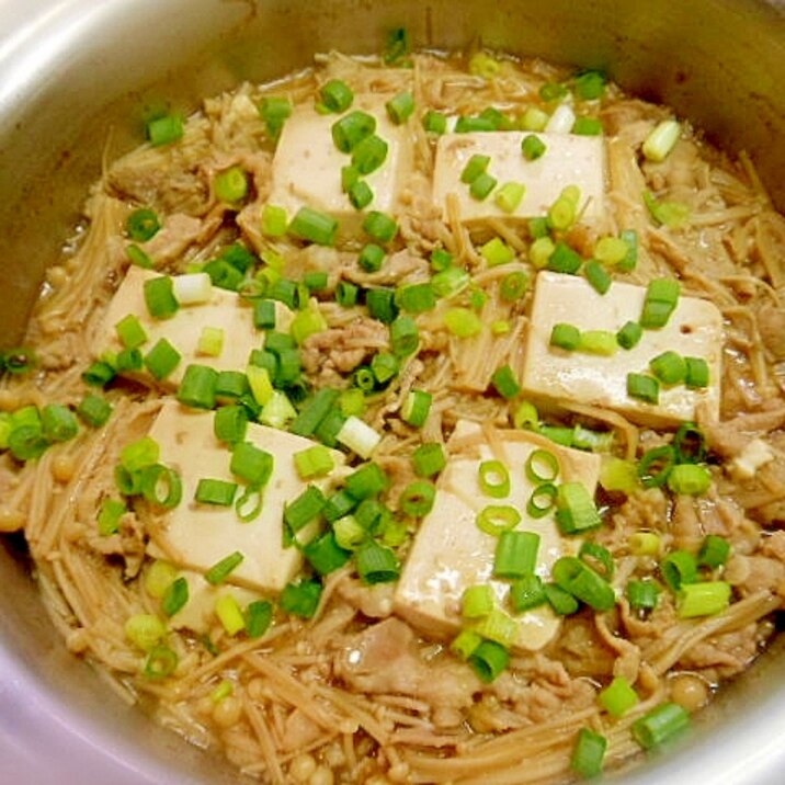 えのき・豆腐・豚肉のめんつゆ煮